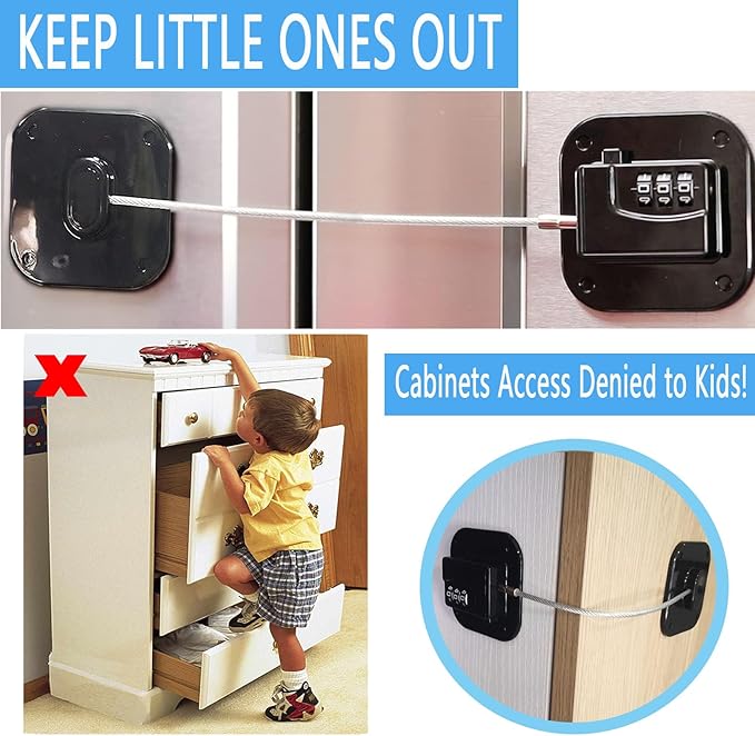 YEYA Upgraded Refrigerator Door Lock with Combination for Adults, Lock for Fridge, Freezer, File Cabinets, Desk Drawers, Locker, Child Safety Latch, Easy Install No Drlling 1 Pack