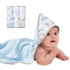 Viviland Baby Towels and Baby Wash Cloths Set Hooded Baby Towels Baby Wipes Absorbent Bath Face Towels Burp Cloths or Face Towels for Girl Boy 6-Pack Size 28 x 28 Inch(Dinosaur)