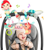 Carseat Toys Hanging Car Seat Toys for Babies 0-6 Months Boy Girl, Mermaid Stroller Toy Newborn Infant Sensory Baby Toy 0-6 Months with Music Rattle Teether, Gift for 0 3 6 9 12 Months