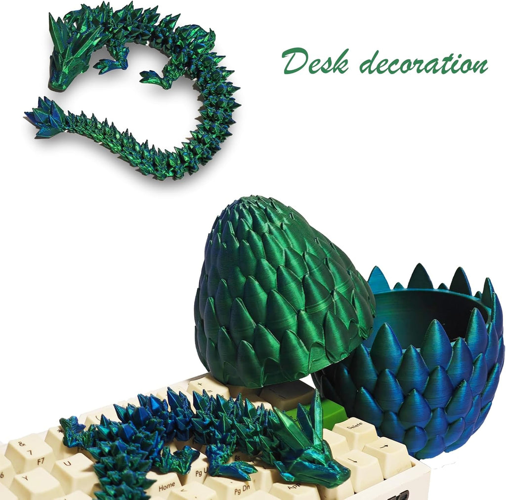 Dragon Egg, Easter Egg with Pet Dragon, 3D Printed Dragon, Crystal Dragon Fidget Toy, Articulated Dragon Eggs Fidget Toy Surprise for Adults
