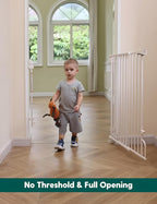 Babelio Easy to Remove & No Bottom Bar Baby Gate, 29-43" Hardware Mounted (Drill Needed)| Wide Walk-Thru| Auto-Close Safety Dog/Pet Gate for Stairs & Doorways (White, 29-43" W, 30" H)