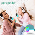 goopow Mini Karaoke Machine Speaker for Kids Adults, Portable Bluetooth Microphone Song Toys with LED Light, Best Chritmas Birthday Festival Gift for 3 4 5 6 7 8+ Year Old Girls Boys (Green-2MIC)