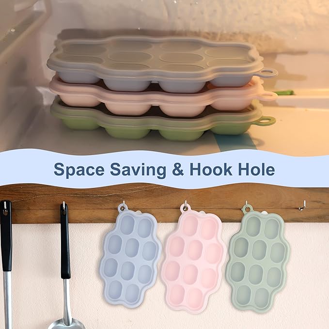 Silicone Nibble Freezer Tray (3 Pack), Kingkam Baby Breastmilk Popsicle Molds, Baby Fruit Feeder Teether Tray, Breast Milk Teether Pop Maker for Homemade Baby Food