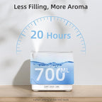 ASAKUKI Essential Oil Diffuser, Multifunctional Ultrasonic Aromatherapy Fragrant Oil Vaporizer Humidifier with Timer, Auto-Off Safety Switch, and 7 LED Light Colors, 700 ml (White)