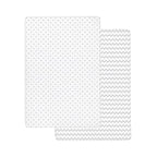 Ely’s & Co. Crib Sheets, Baby Boy/Girl Fitted Crib Mattress Sheet Set, 2 Pack, 100% Jersey Knit Cotton, Infant and Toddler Nursery Bedding, Grey Chevron and Polka Dot Print, 28” x 52”
