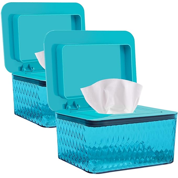 2 Pack Wet Baby Wipes Dispenser - Large Capacity Wipe Holder Seal-Designed Dust-Proof Wet Wipes Container Keep Diaper Wipes Fresh