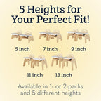 Foundations Easy Serve Low Wood Feeding Chairs Multipack, Adjustable Harness, Removable Dishwasher Safe Tray, No-Tip Base, Stackable Toddler Chairs, 2 Pack (9 inch)