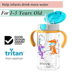 Evorie Tritan Spill Proof Toddler Straw Sippy Cup, 10 oz for Baby and Toddlers 1-3 Years Old, No Spill Straw Water Bottle with Removable Handles, Ideal for School, BPA-Free (Imaginations)