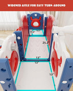 XJD 13 in 1 Toddler Slide Set, Kids Slide for Toddlers Age 1+, New Upgrade with Golf Set, Basketball Hoop, Drawing Board for Indoor Outdoor Playset,Toddler Playground (Blue Red)