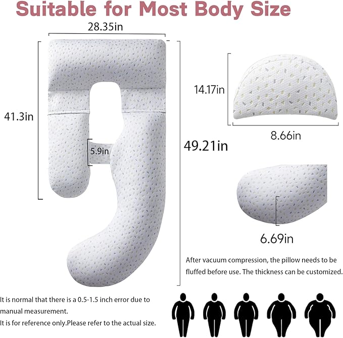 Pregnancy Pillows for Sleeping, SEEDNUR Full Body Maternity Pillow with Removable Cover, U-Shaped Detachable Pregnancy Body Pillow Support for Back, Legs, Belly & HIPS, Pregnancy Pillow to Reduce Pain