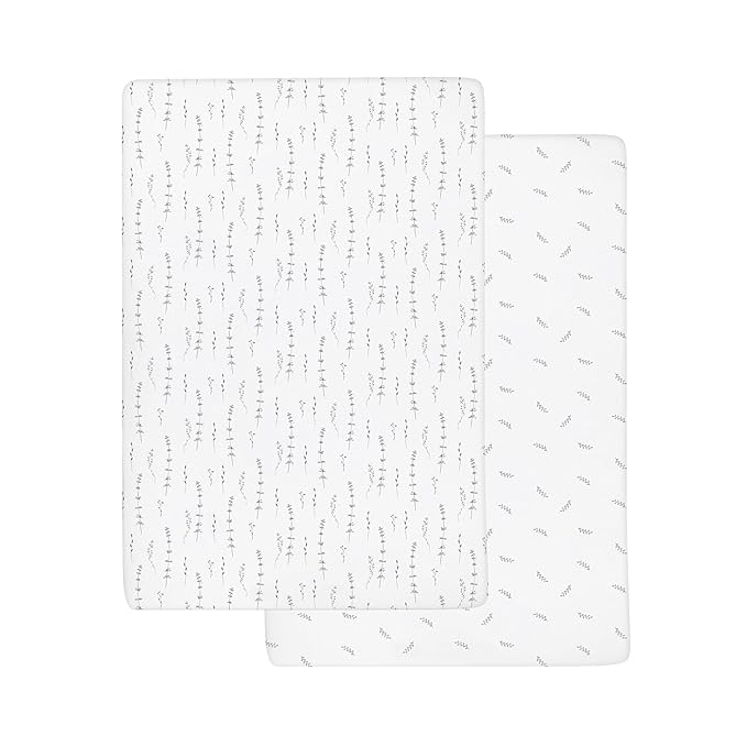 Ely’s & Co. Crib Sheets, Baby Boy/Girl Fitted Crib Mattress Sheet Set, 2 Pack, 100% Jersey Knit Cotton, Infant and Toddler Nursery Bedding, Forest Grey Print, 28” x 52”