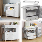 PAKASEPT Changing Table Modern Dresser with Wide Table Top, 3 Drawers, White Drawer Dresser