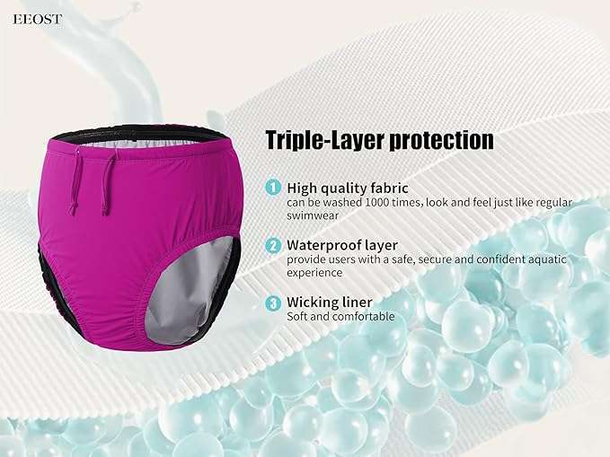 Youth/Big Kids Reusable Swim Diapers Special Needs Swimwear for Incontinence Cloth Diaper Covers Waterproof,Leakproof, Unisex (5-8T, Pink)
