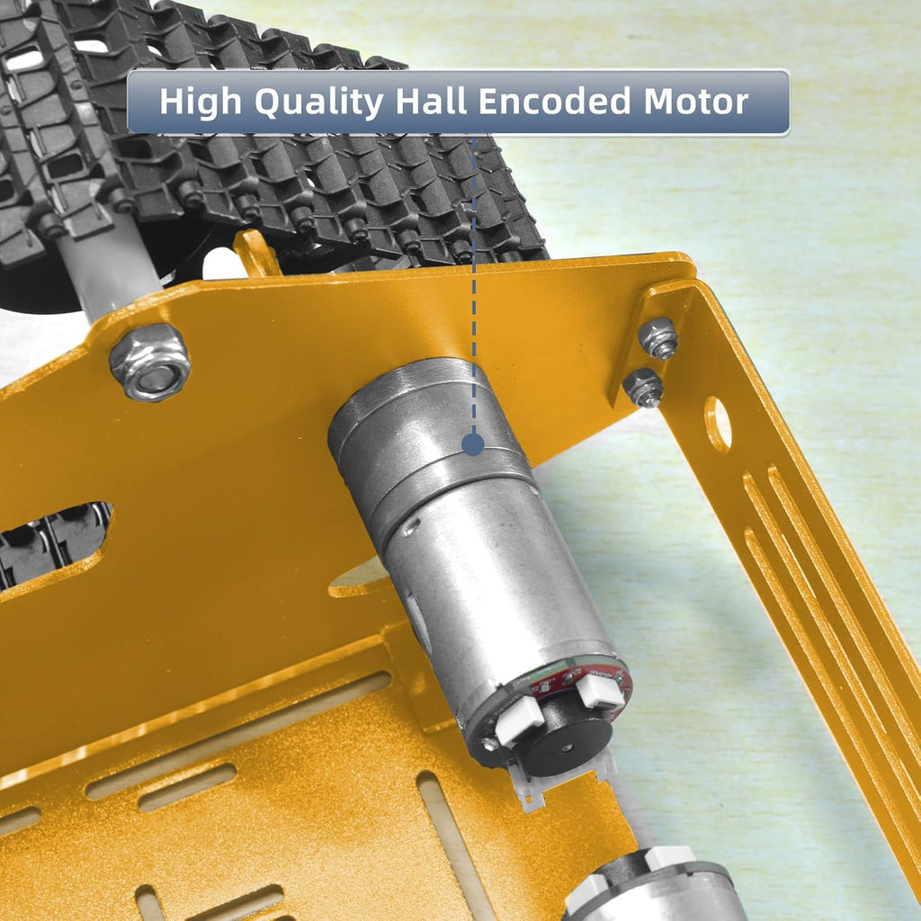 Tank Car Chassis with Encoder Motor, Shock Absorbing Robot Chassis Full-Metal Robotic Moving Platform Track for RaspberryPi Arduino Jetson Microb DIY Maker Smart Robot Car Learning Kit
