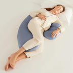 Pregnancy Pillow for Sleeping, Washable 100% Tencel Lyocell Cover, Adjustable H-Shaped Full Body Pillow for Side Sleepers, Silky Breathable, Cooling Maternity Pillow, Pregnancy Must Haves, Dark Blue