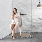 Bathroom Shower Bench Bath Stool Bathtub Seat Spa Chair Foot Rest Step, Height Adjustable Lightweight Waterproof and Rustproof, Bamboo