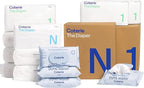 Coterie Baby Wipes + Diapers Kit, Size 1 (198 Count) & Size Newborn Diapers (93 Count), 4 Pack (224) Wipes with 99% Water, Plant Based Materials, Hypoallergenic for Sensitive Skin, Baby Essentials