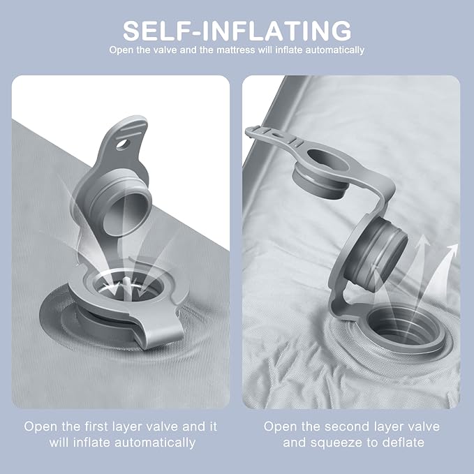 ANGELBLISS Baby Playpen Mat, Self-Inflating Play Mat for Babies and Toddlers, Roll Up & Waterproof Foam Crawling Mat for Floor, Portable Playmat for Babies with Travel Bag Grey (50×50in)