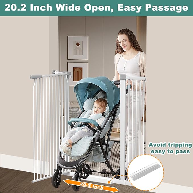 Frail 40.5" Extra Tall Baby & Pet Gate, 54.8"-57.4" Wide, White