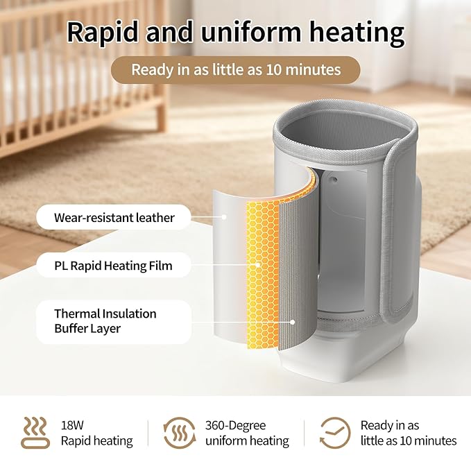 Portable Baby Milk Bottle Warmer for Travel,Breastfeeding Essentials,Baby Bottle-Feeding Bottle Warmer On The Go,Breastmilk Warmer for Baby,Rechargeable 5000 mAh Battery,Digital Display