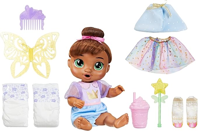 Baby Alive Fairy Fashions Sophia Sparkle Doll with Clothes Accessories, Brown Hair, 11 Inches, Toys for 3 Year Old Girls and Boys & Up (Amazon Exclusive)