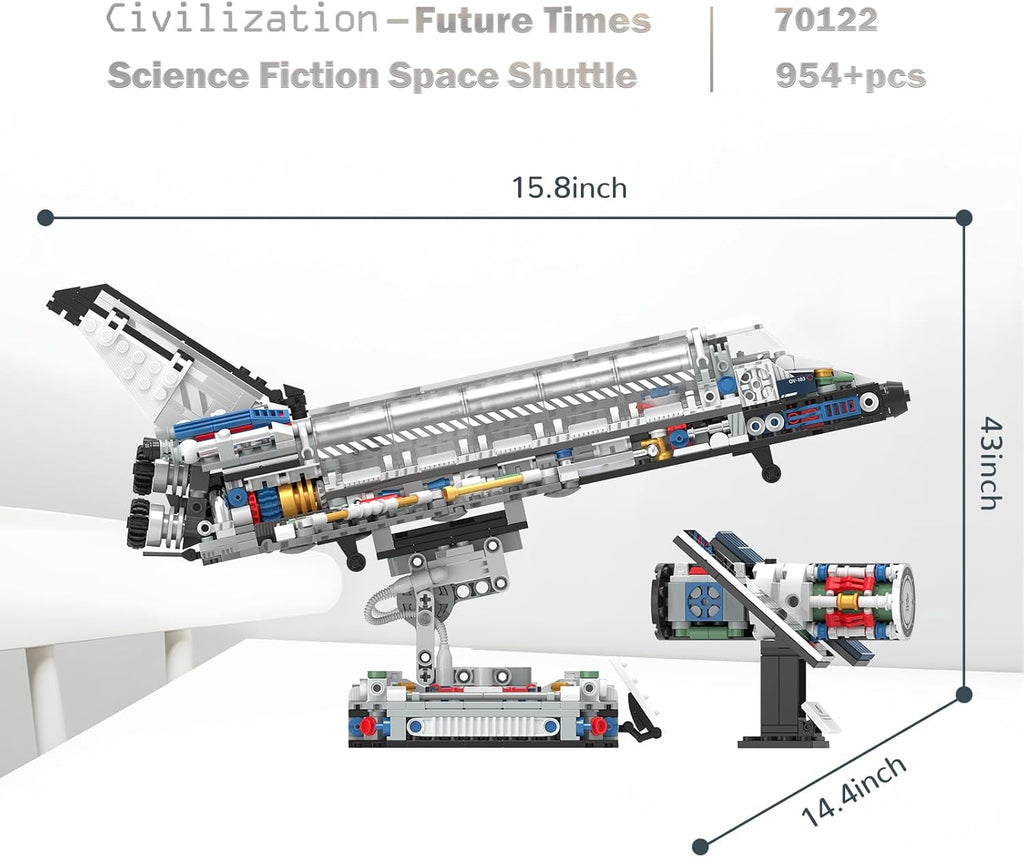 JMBricklayer Space Shuttle Building Sets for Adult, Airplane Spaceship Space Toys for Kids Teens, Gifts for adults Boys Girls 8 9 10 11 12 13 14+, Collectible Display Model with Adjustable Stand 70122