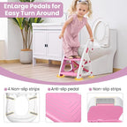 Primlect Potty Training Seat, 2-in-1 Toddler Toilet Seat with Step Stool, Ultra-Stable Potty Chair Attachment, Adjustable Seat and Step Ladder, Non-Slip Design, Splash Guard for Boys and Girls(Pink)