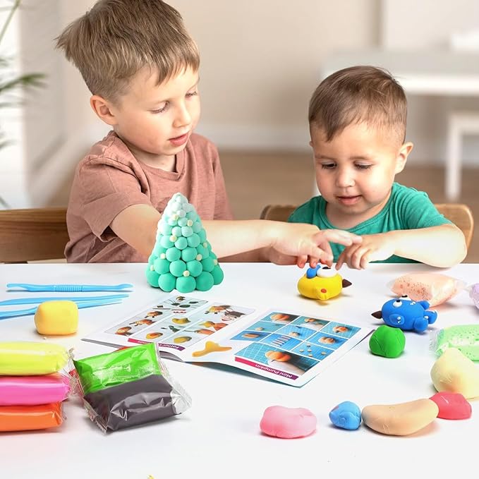 Air Dry Clay Kit,56 Colors Modeling Magic Clay for Kids,DIY Classroom Bulk Starter Sculpting Kit, Soft & Ultra Light, Art and Crafts Party Favors for Boys Girls Kids 3-12