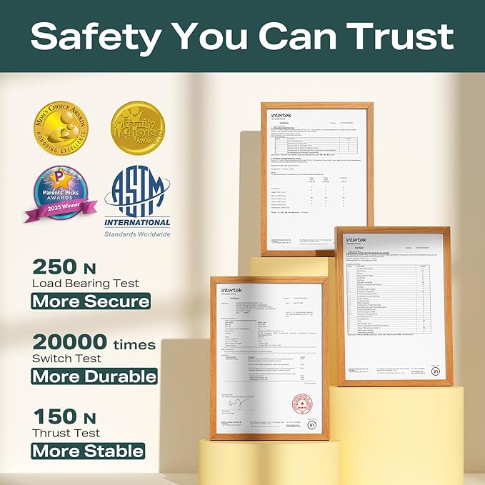 Cumbor 29.7-48" Baby Gate for Stairs, Mom's Choice Awards Winner-Dog Gate for Doorways, Auto Close Safety Pet Gate for Dogs Indoor, Easy Install Pressure Mounted Child Gate with Walk Thru Door, Black