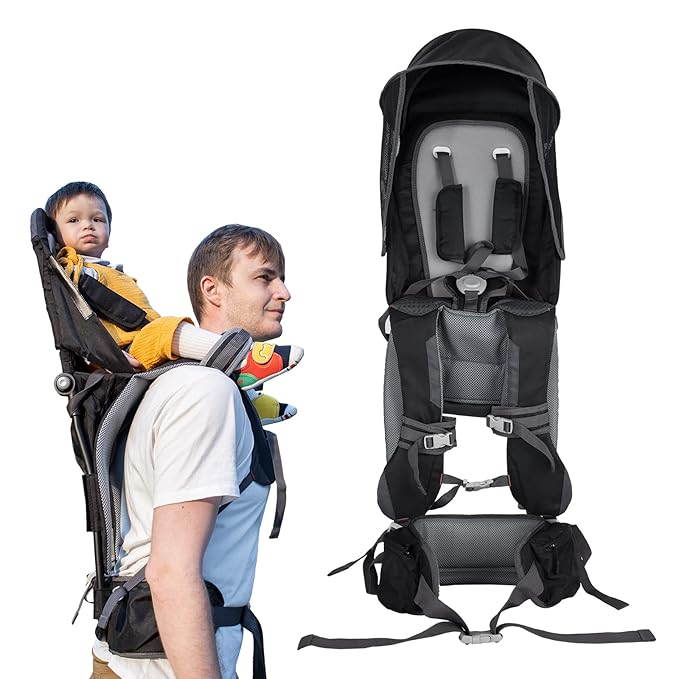 Baby Shoulder Carrier Baby Hiking Backpack Carrier with Rain Cover Sun Shade for Child Safe Backrest and Toddler Ergonomic Seat Holds 40 Pound for Children Between 6 Months-3 Years Old Babies