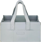 Premium Vegan Leather Baby Diaper Caddy Organizer – Portable Storage Basket for Newborn Essentials, Changing Table, Nursery, Car & Travel, Gifts for Baby Shower (Pastel Seafoam)