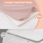 Padded Baby Play Mat, Super Soft Vegan Leather Floor Mat for Baby Girls and Boys, 48x48 Non-Slip Thick Foam Cushioned Play Mat for Babies 6-12 Months, Fits Nicely Into 50x50 Playpen Mat, Pink