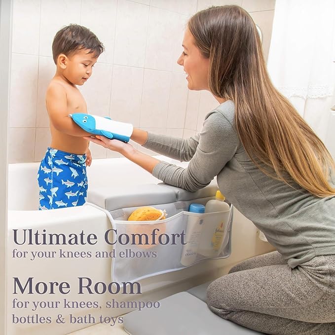 Bath Kneeler, Baby Bath Kneeler and Elbow Rest Pad Set, Kneeling Pad for Bathing Baby, Knee Pads for Bathing Babies (Gray, X-Large (22 Inches × 15 Inches))