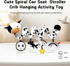 Spiral Car Seat Baby Toys 0-6 Months, Infant Carseat High Contrast Sensory Toys Hanging Stroller Accessories, Newborn Gifts for Baby Boys Girls Essentials, Cute Black and White Cow