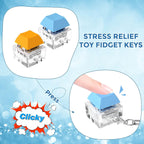 Keyboard Fidget Toys, Keyboard Fidget Keychain Keyboard Decompression Toys Keyboard Fidget Toy Button Stress Relief Gifts for Adult and Kids,Finger Clicker Toys,ADHD Toy,Cool Fidgets(Blue and Orange)