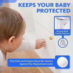 6 Pack Magnetic Cabinet Locks for Babies (with 2 Keys), Eco Baby Magnetic Baby Proofing Cabinet Locks, Child Locks for Cabinets Drawers Doors for Back to School, Easy Installation No Tools Required