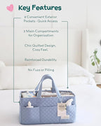 Lily Miles Baby Diaper Caddy Organizer, Quilted Nursery Storage Organizer for Newborn Essentials and Diaper Changing Station, Gift for Baby Shower and Registry Must-Have (Baby Breeze)