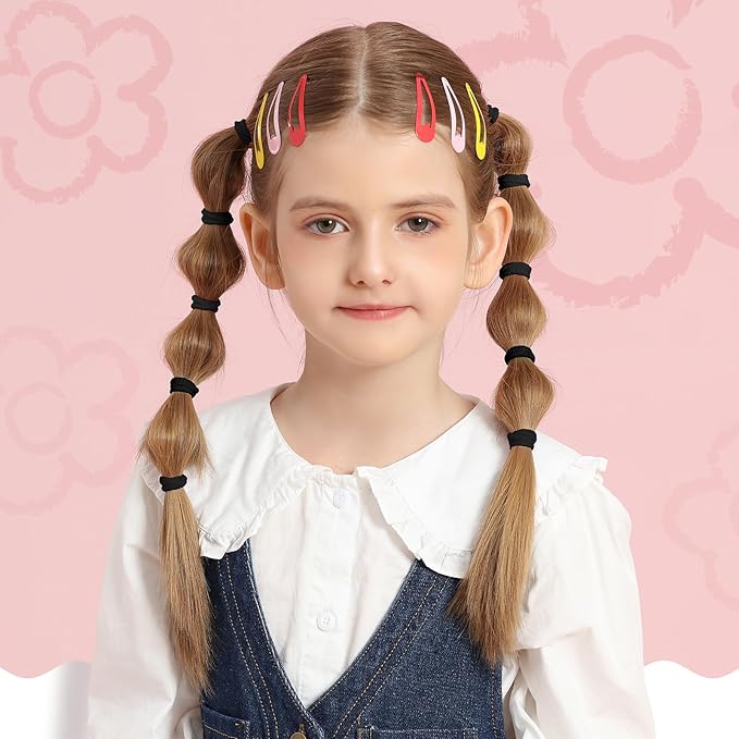 YGDZ 300PCS Black Cotton Hair Ties: Mini Elastic Ponytail Holders and Seamless Hair Bands for Little Girls, Kids, and Toddlers