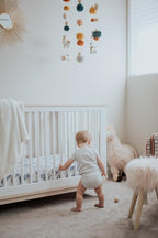 Margaux & May Organic Muslin Cotton Baby Crib Sheets, Blue Fern Print 2 Pack, Fitted, Breathable, Toddler Bedding, 52 x 28, Deep Pocket, Organic Crib Sheets for Cozy Sleep