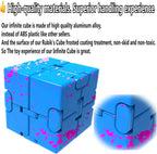 Metal Fidget Toys Infinity Cube for Men Christmas Day Gifts Anxiety Stress Relief Aluminum Alloy Material (Blue & Pink)