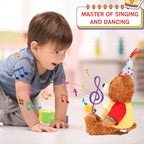 Singing Dancing Teddy Bear with Light Up Candle Playing Happy Birthday Song – Musical Interactive Plush Toy Stuffed Animal Birthday Gift for Kids Adults, 12”