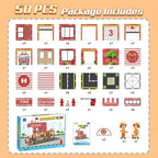Magnetic Tiles, 50PCS Fire Station Theme Building Blocks Set, Magnet Building Blocks and STEM Preschool Toys for Toddlers Kids Ages 3-5 5-7 8-10