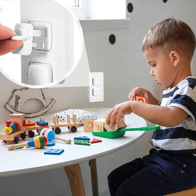 Thyle 200 Pcs Outlet Covers Protectors Plug Bulk Child Baby Proofing Proof for US 3-prong Electrical Outlets Easy Install Socket Sturdy Safe Secure Baby Proofing Kit for Home Office