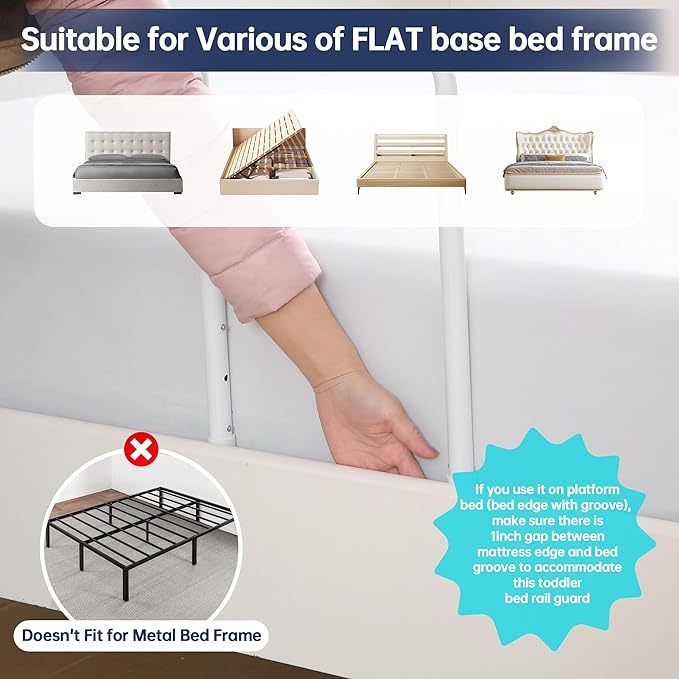 Bed Guard Rail for Toddlers, 43inch Foam Padded Side Rail for Queen King Twin Full Size Bed, Bedrail for Toddler, Kids Cosleep Bed Railing