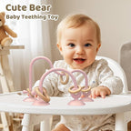 Baby High Chair Suction Toys Teething Chew - Baby Table Toys, Teething Toys Silicone Teethers, Food Grade Silicon for 6 12 18 Months (Rosepink Beige)