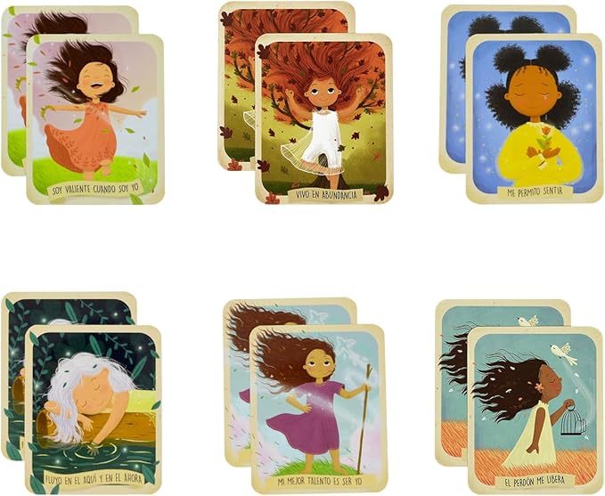 Menique Brilla Memory Matching Game – Spanish Edition – 80 Cards (40 Pairs) with Positive Affirmations for Brave Girls – Mindful Matching Game in Spanish for Confidence and Self-Love