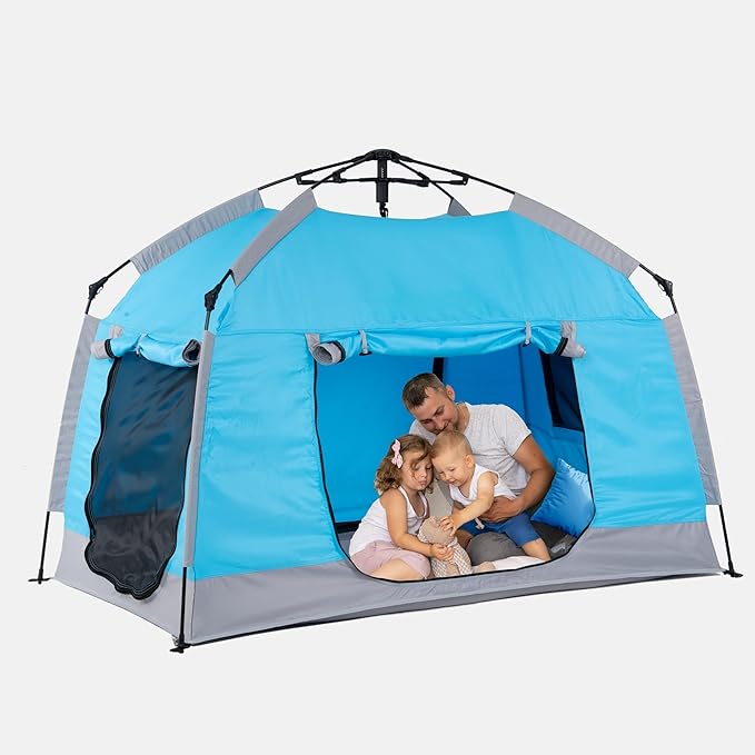 Easy Set Up Kids Playhouse with Nice LED Light Strip and 3 Large Opens,Portable Children Play Tent & Privacy Room for Indoor & Outdoor Games with Carry Bag-Free Space for Toddlers-Birthday Gifts