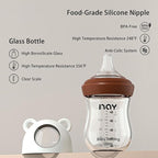 Natural Glass Baby Bottle for Breastfeeding Babies, 5.4oz Anti-Colic Baby Bottle with Natural Response Nipple(S), Clear, Wide Neck, 4 Pack, 1 Months+