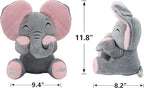 Aidiya Elephant Stuffed Animals Baby Gifts Peluches Ear Interactive Elephant Talking Singing Plush Toys for Girls Boys Gift Adjustable Volume 11.8" Set (Pink)