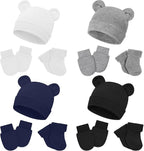 Cuffbow 4 Pcs Preemie Hats Mittens and Socks Set Preemie Mittens Warm Terry Socks for Baby
